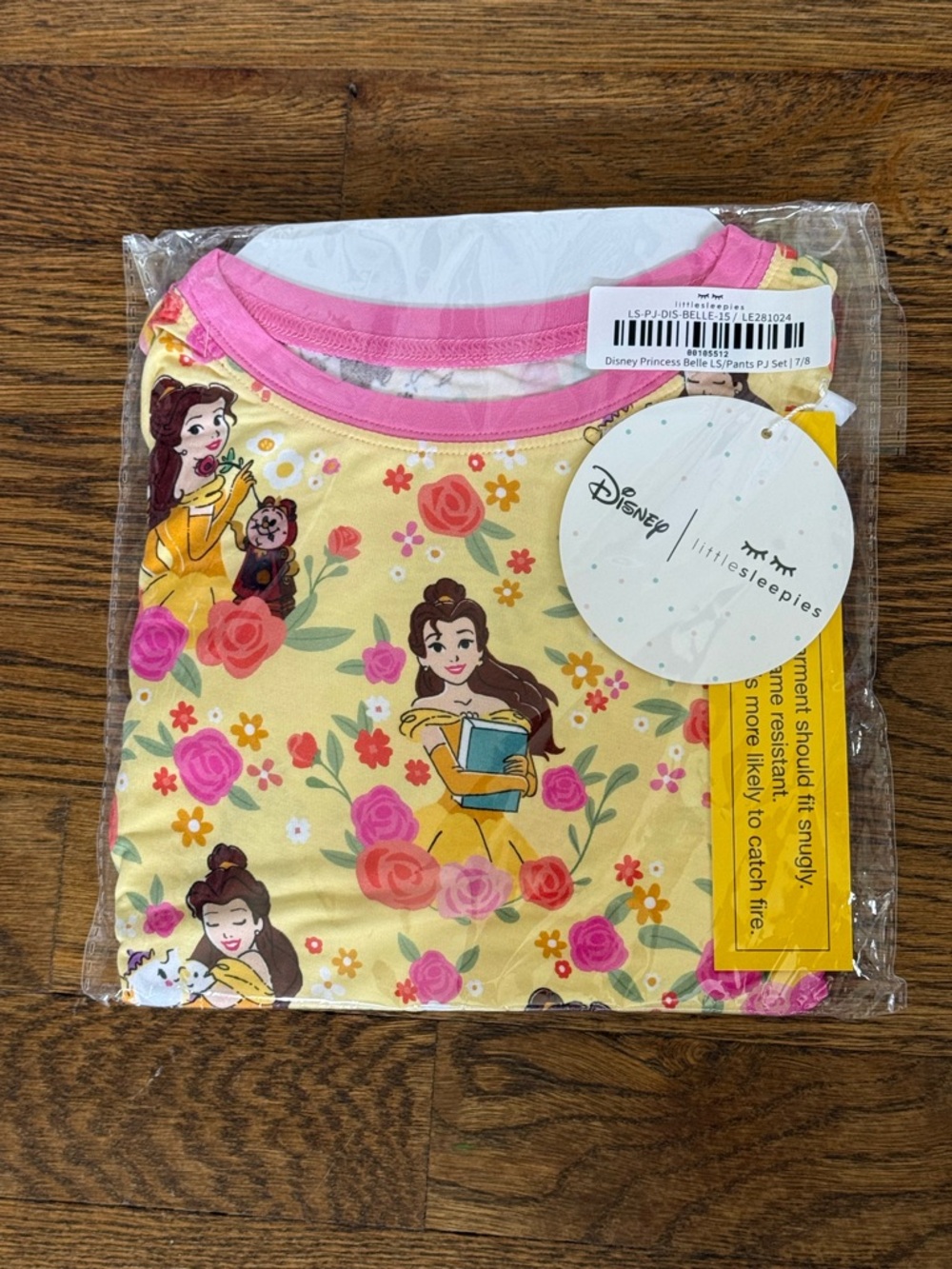 Little Sleepies Disney Belle Floral Girls Pajama, NWT / NIB size 7/8